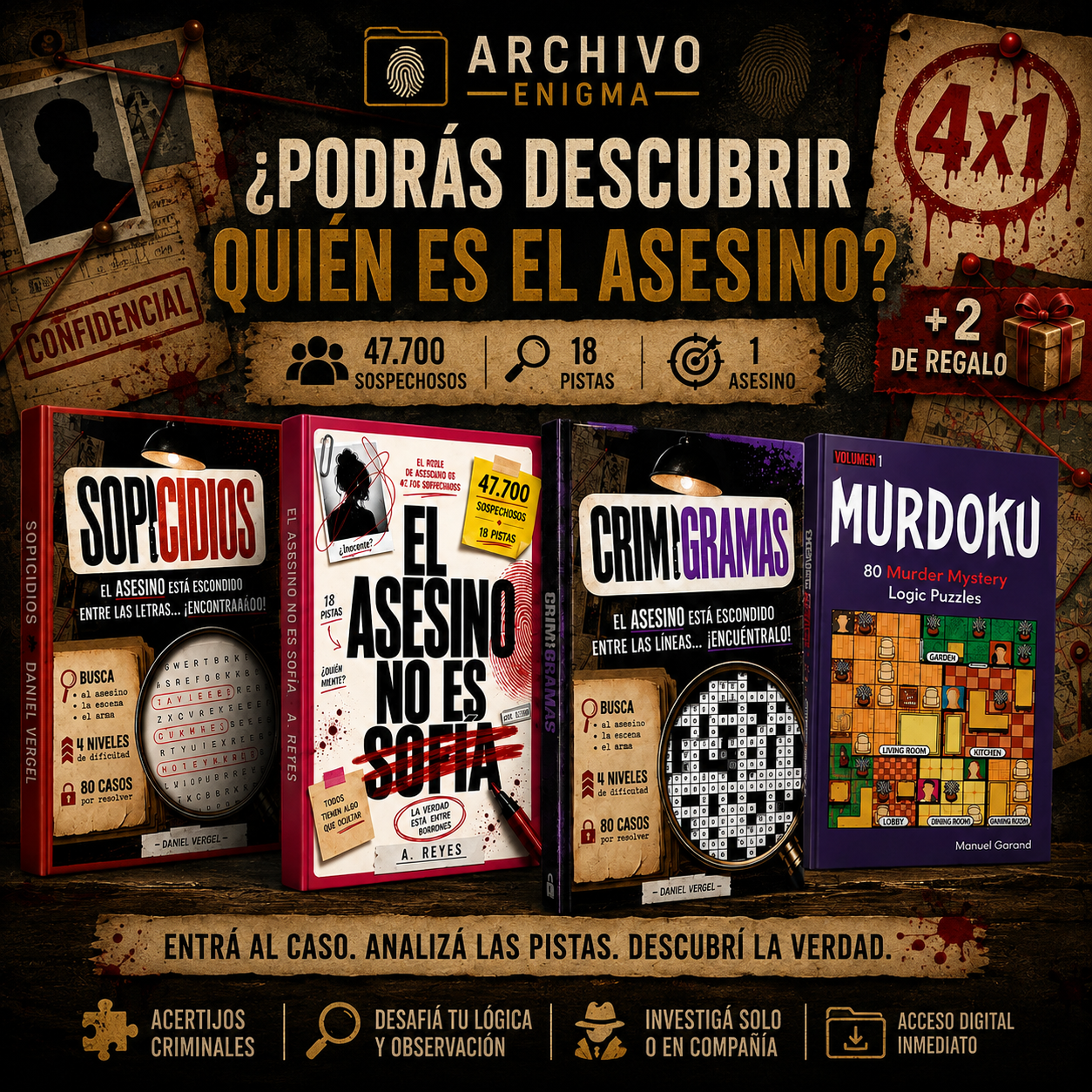 4X1 | El Asesino no es Sofía: El Enigma de los 47.700 Sospechosos + 3 Libros de Regalo